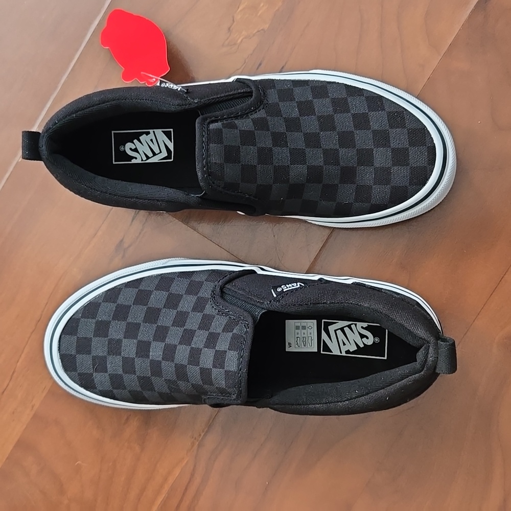 Vans Kids Black Checkered Slip-On Shoes